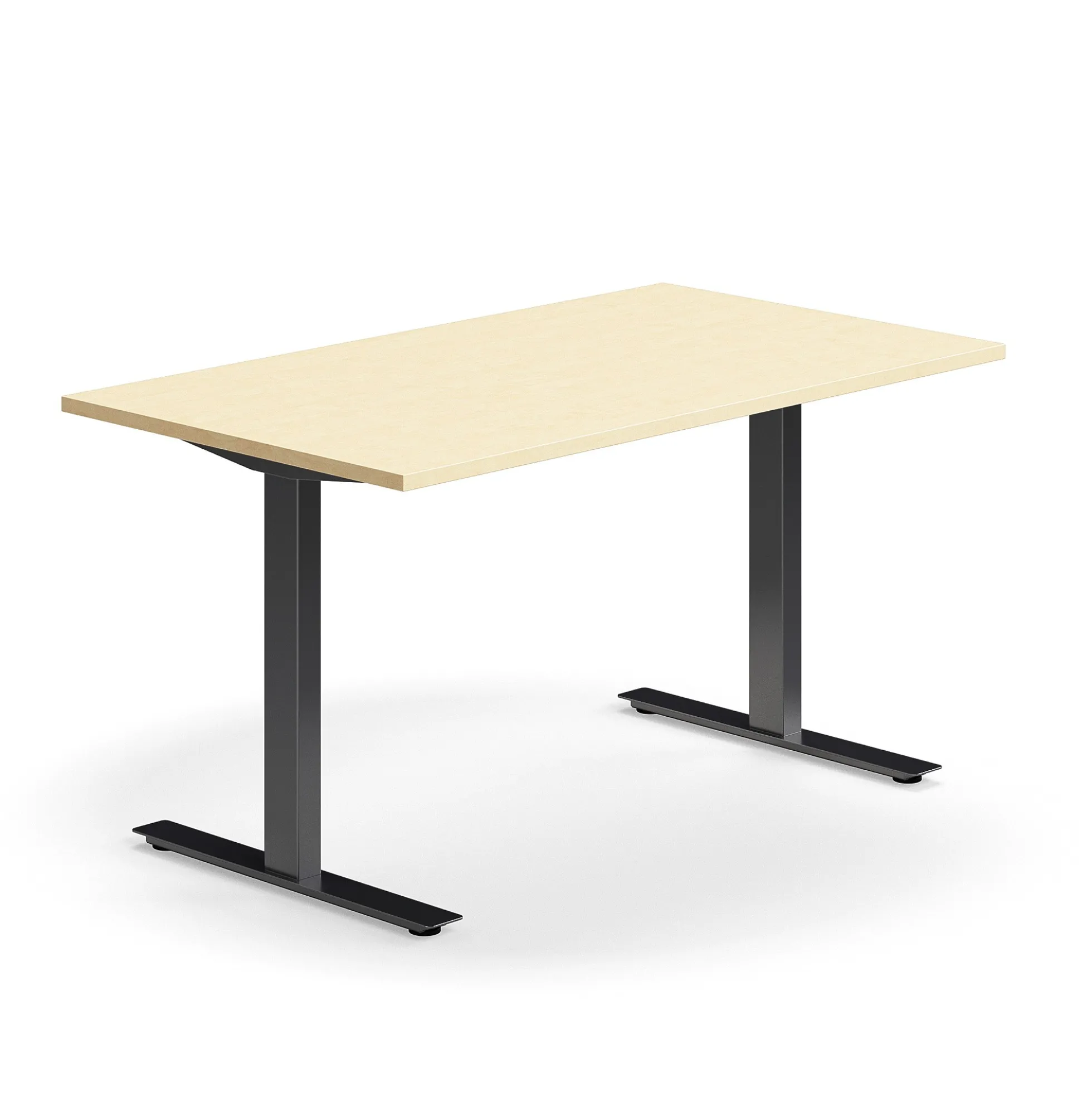 Työpöytä QBUS Suora pöytälevy, 1400x800 mm, T-jalusta, musta jalusta, koivu