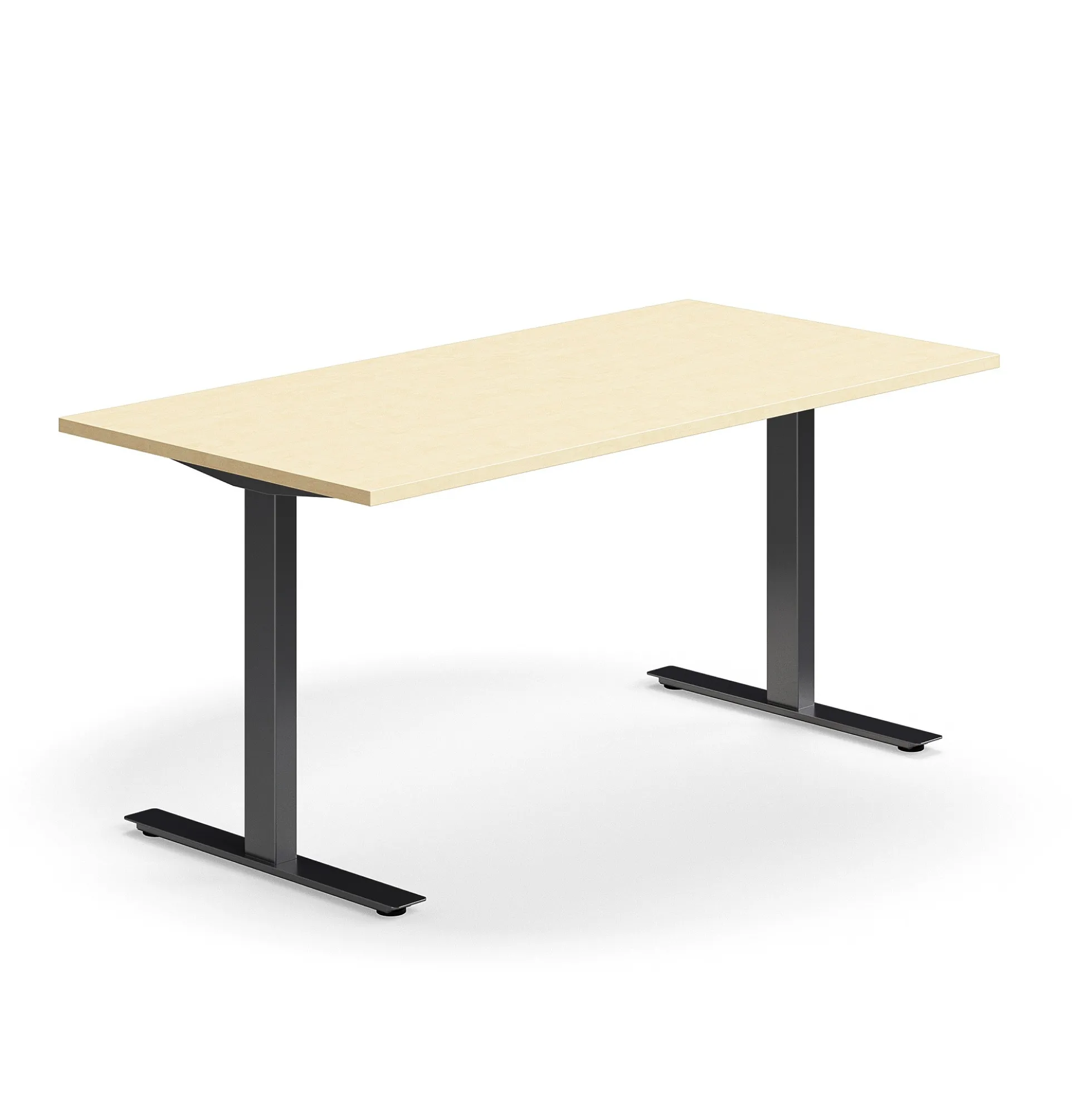Työpöytä QBUS Suora pöytälevy, 1600x800 mm, T-jalusta, musta jalusta, koivu