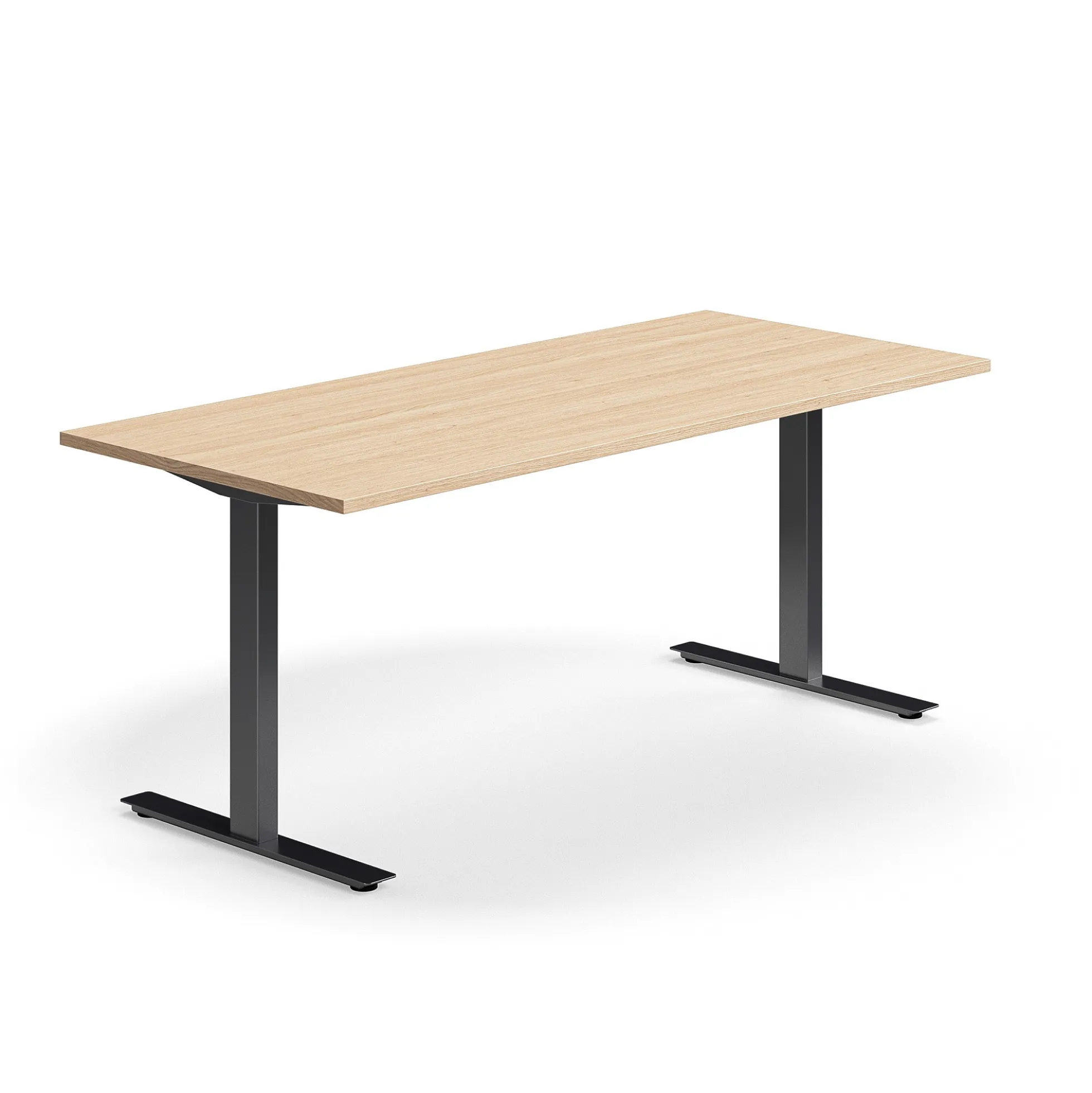 Työpöytä QBUS Suora pöytälevy, 1800x800 mm, T-jalusta, musta jalusta, tammi