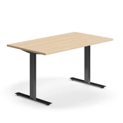 Työpöytä QBUS Suora pöytälevy, 1400x800 mm, T-jalusta, musta jalusta, tammi
