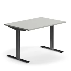 Työpöytä QBUS Suora pöytälevy, 1200x800 mm, T-jalusta, musta jalusta, vaaleanharmaa
