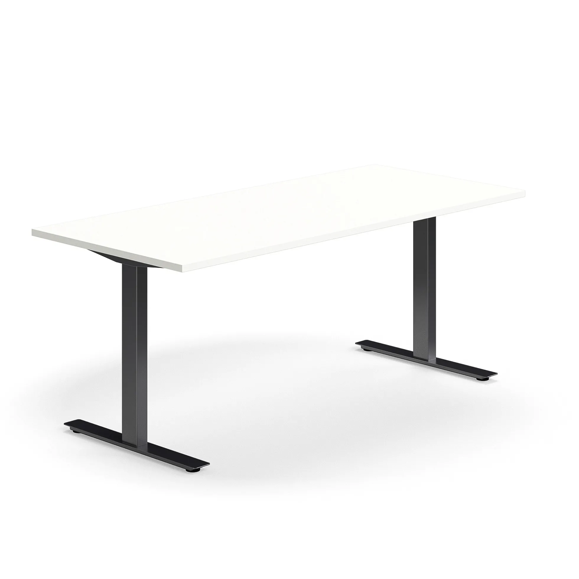 Työpöytä QBUS Suora pöytälevy, 1800x800 mm, T-jalusta, musta jalusta, valkoinen