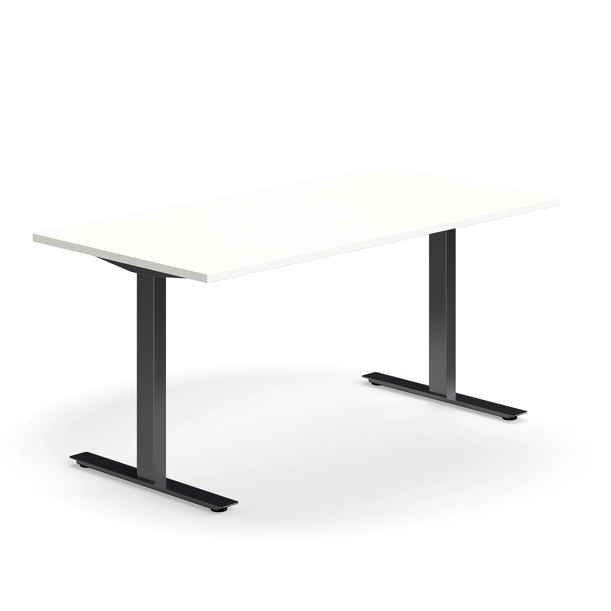 Työpöytä QBUS Suora pöytälevy, 1600x800 mm, T-jalusta, musta jalusta, valkoinen