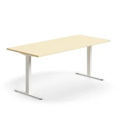 Työpöytä QBUS Suora pöytälevy, 1800x800 mm, T-jalusta, valkoinen jalusta, koivu