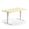 Työpöytä QBUS Suora pöytälevy, 1400x800 mm, T-jalusta, valkoinen jalusta, koivu