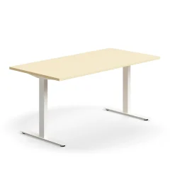 Työpöytä QBUS Suora pöytälevy, 1600x800 mm, T-jalusta, valkoinen jalusta, koivu