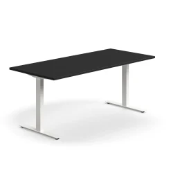 Työpöytä QBUS Suora pöytälevy, 1800x800 mm, T-jalusta, valkoinen jalusta, musta