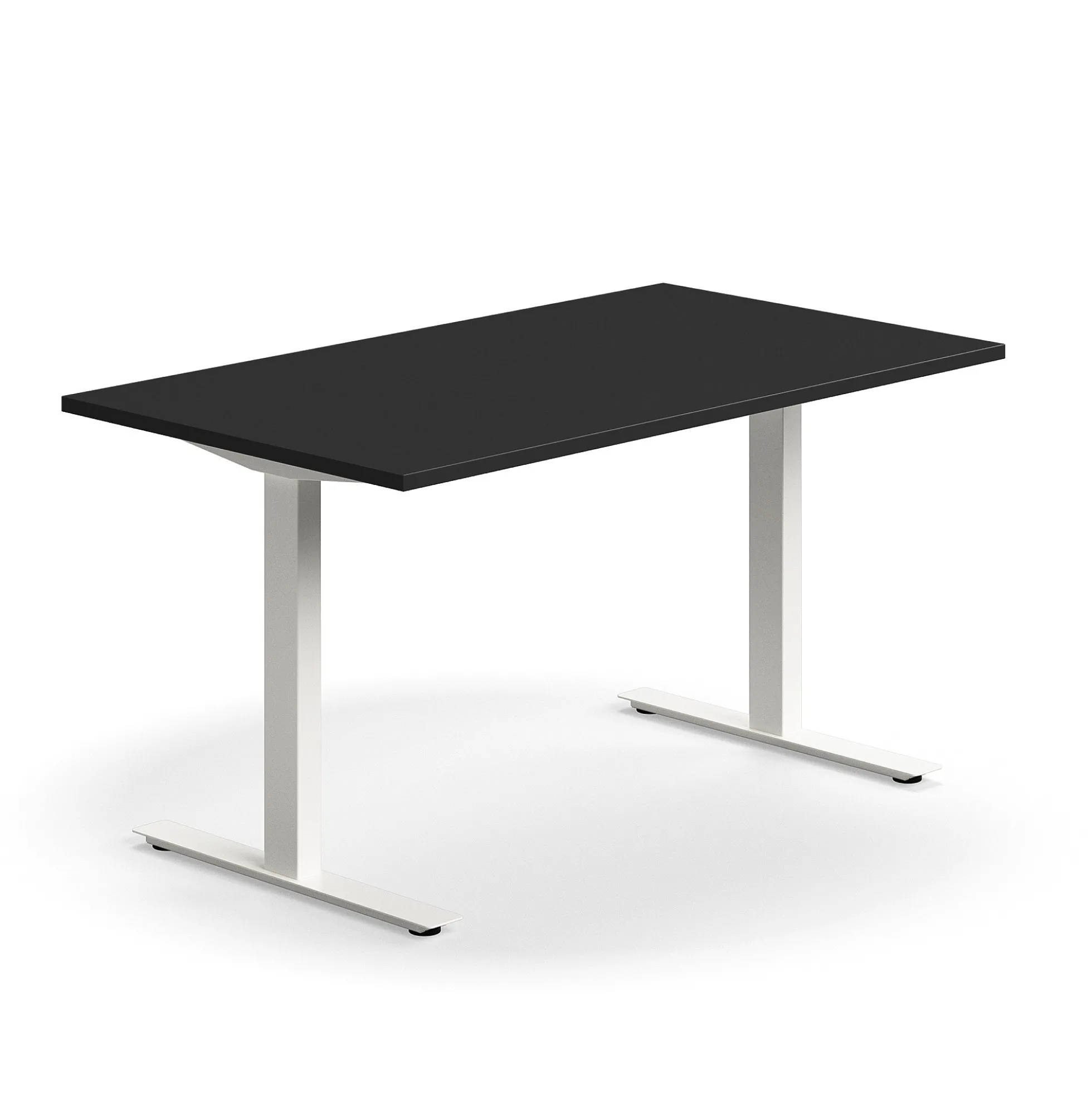 Työpöytä QBUS Suora pöytälevy, 1400x800 mm, T-jalusta, valkoinen jalusta, musta