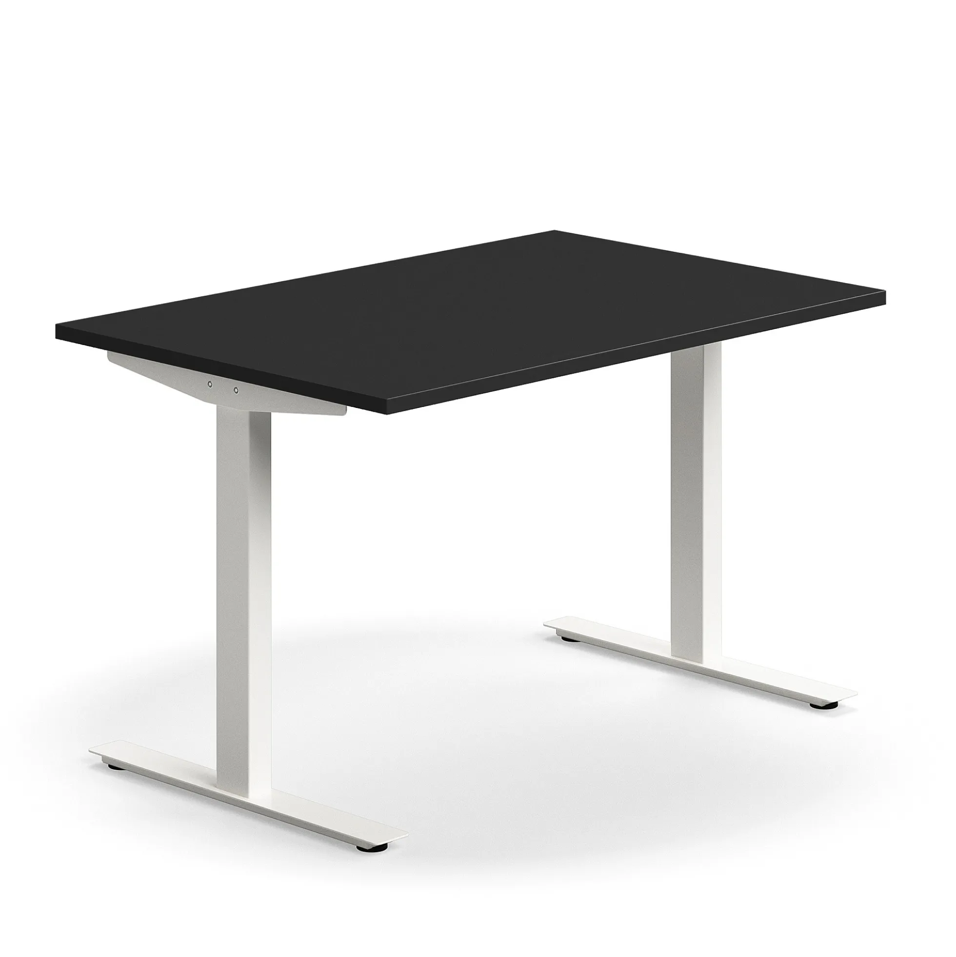 Työpöytä QBUS Suora pöytälevy, 1200x800 mm, T-jalusta, valkoinen jalusta, musta