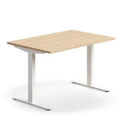Työpöytä QBUS Suora pöytälevy, 1200x800 mm, T-jalusta, valkoinen jalusta, tammi