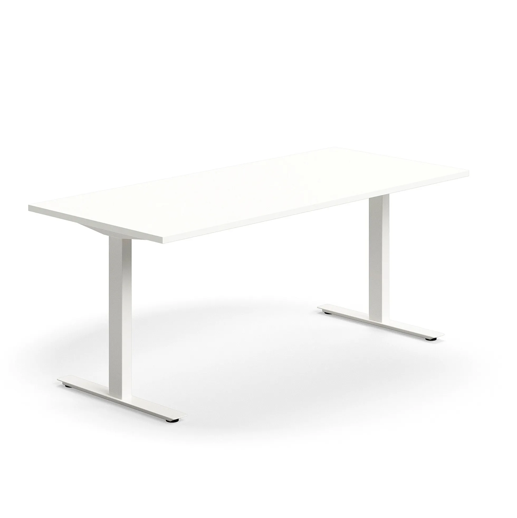 Työpöytä QBUS Suora pöytälevy, 1800x800 mm, T-jalusta, valkoinen jalusta, valkoinen