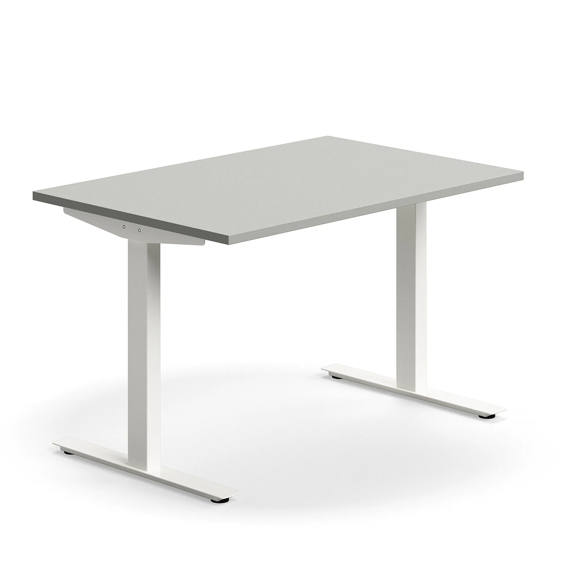 Työpöytä QBUS Suora pöytälevy, 1200x800 mm, T-jalusta, valkoinen jalusta, vaaleanharmaa