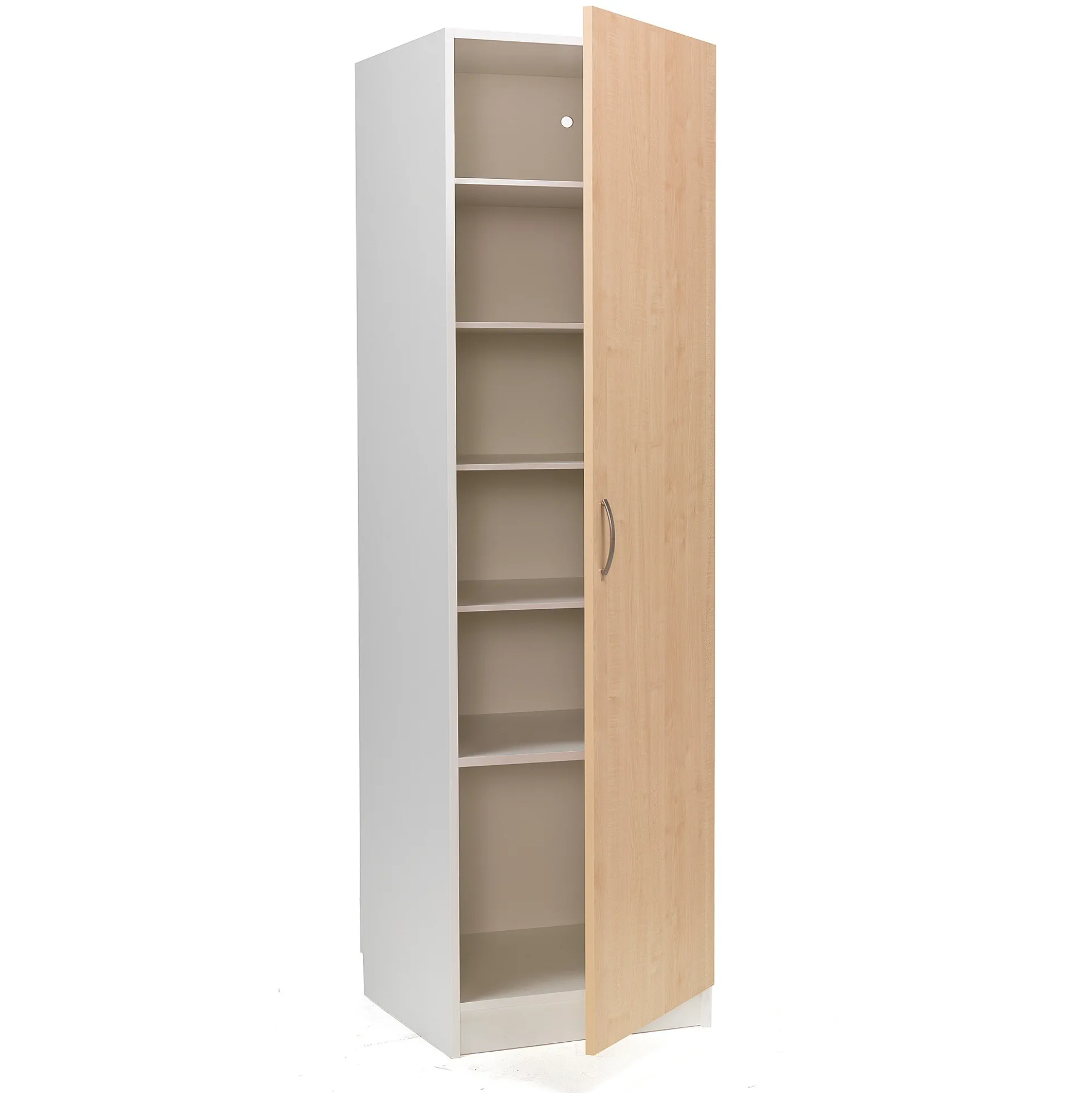 Vaatekaappi Oikea, 600x600x2100mm, valkoinen, koivu