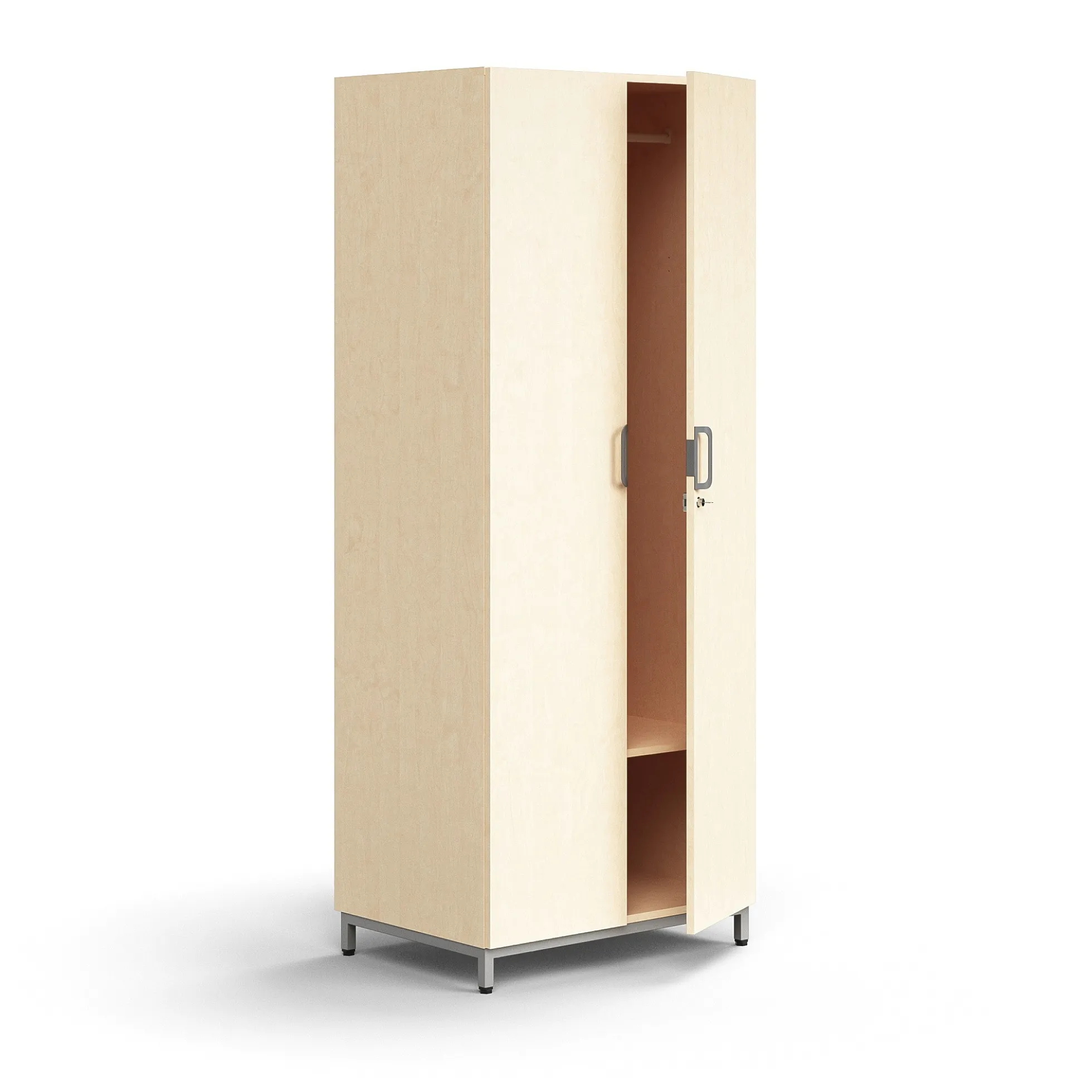 Vaatekaappi QBUS Lukollinen, vaatetanko, jalusta, 2020x800x570 mm, hopea, koivu