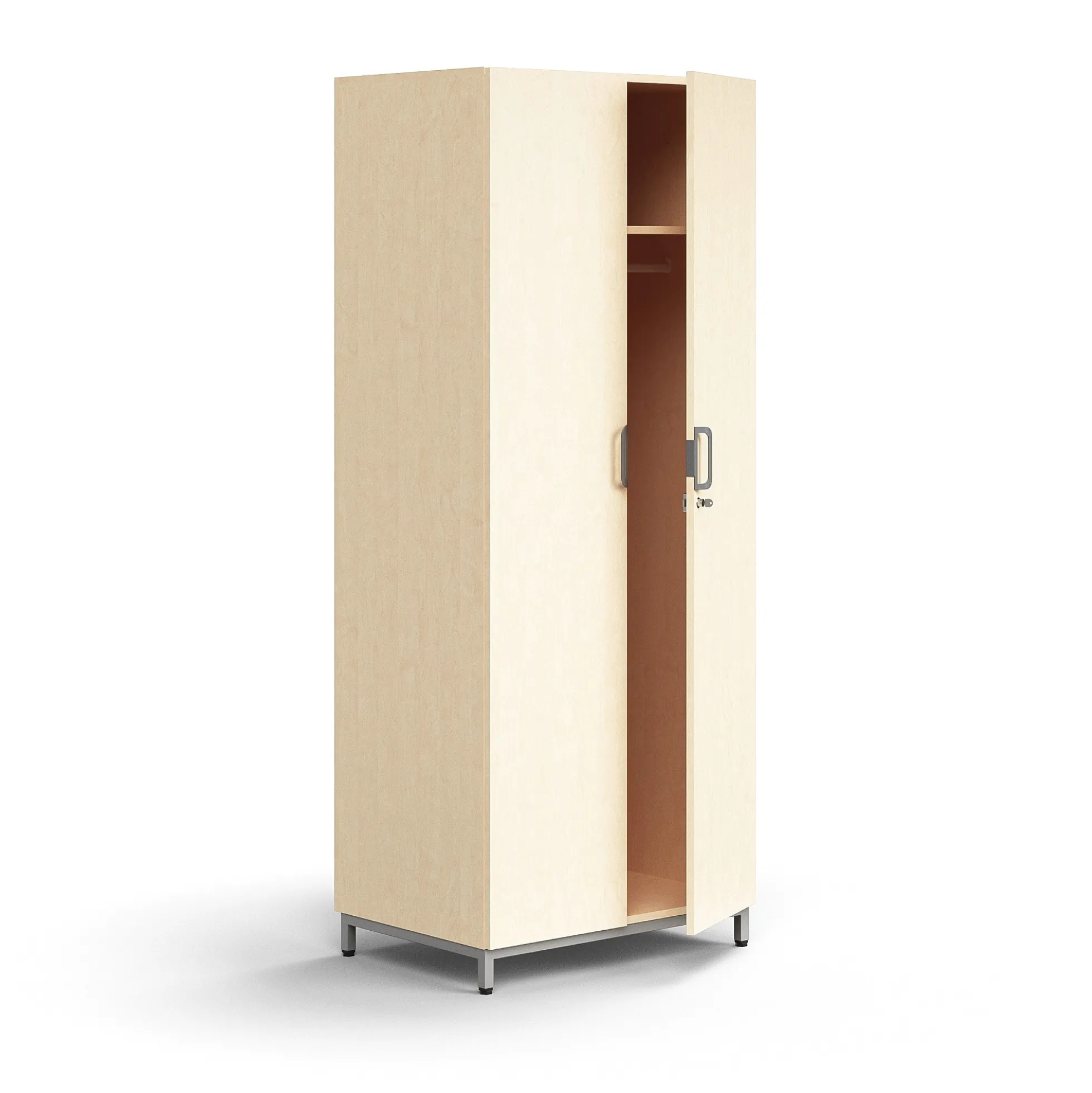 Vaatekaappi QBUS Lukollinen, vaatetanko, jalusta, 2020x800x570 mm, hopea, koivu