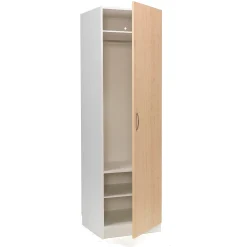 Vaatekaappi 600x600x2100 mm, saranat oikealla, valkoinen, koivu