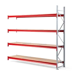 Varastohylly TOUGH Jatko-osa, 2500x2700x600 mm, 4 lastulevyä