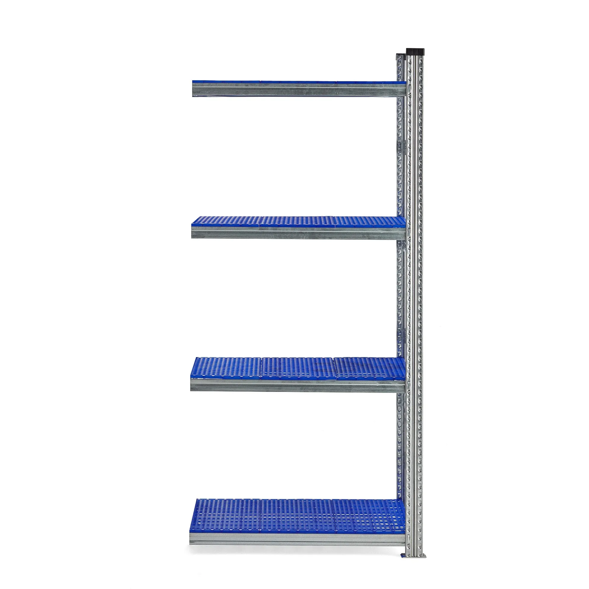 Varastohylly TRANSFORM Elintarvikehyväksytty, jatko-osa, 1970x900x500 mm, sininen muovi