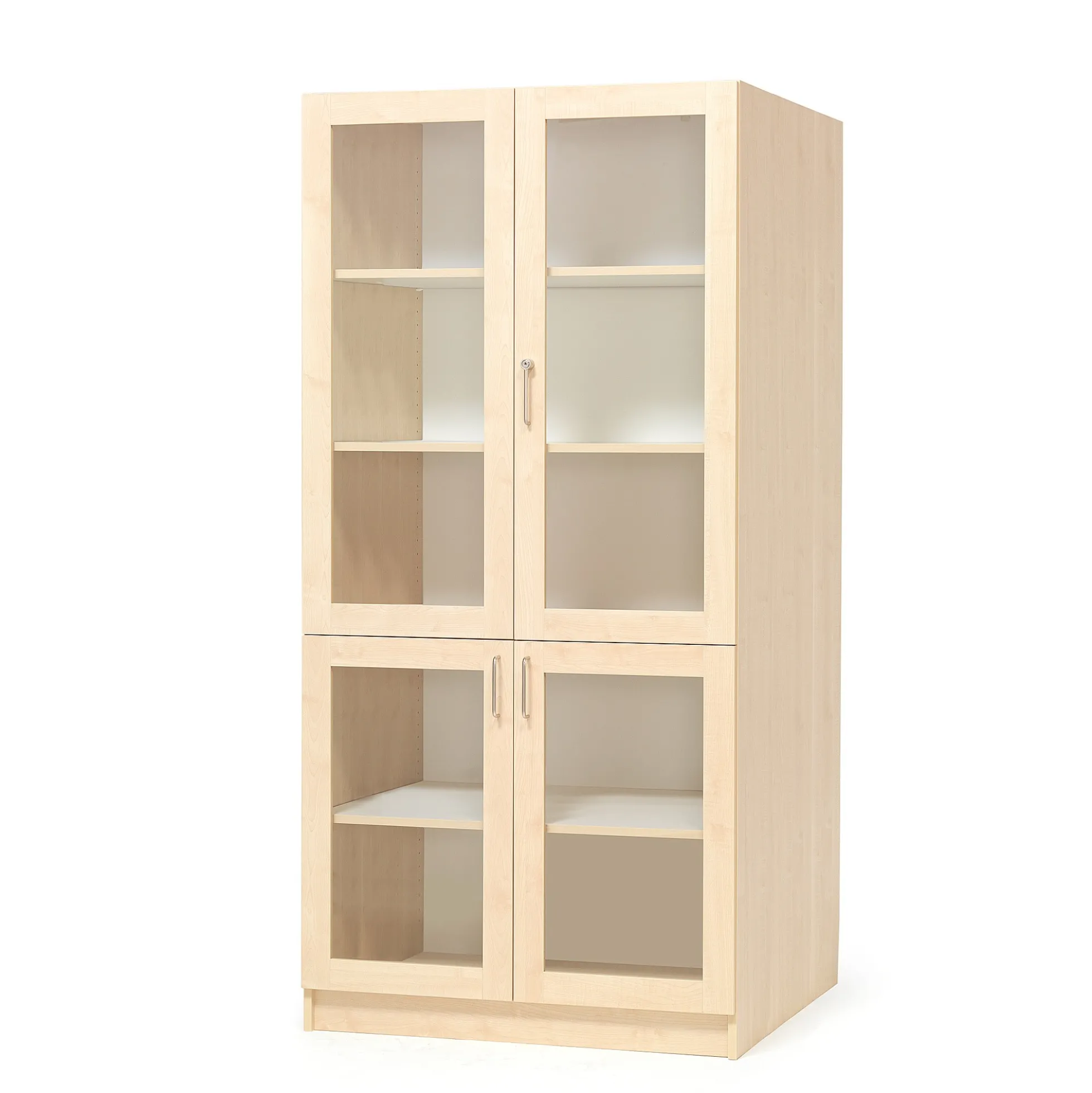 Vitriinikaappi THEO 4 lasiovea, 1000x600x2100 mm, koivu