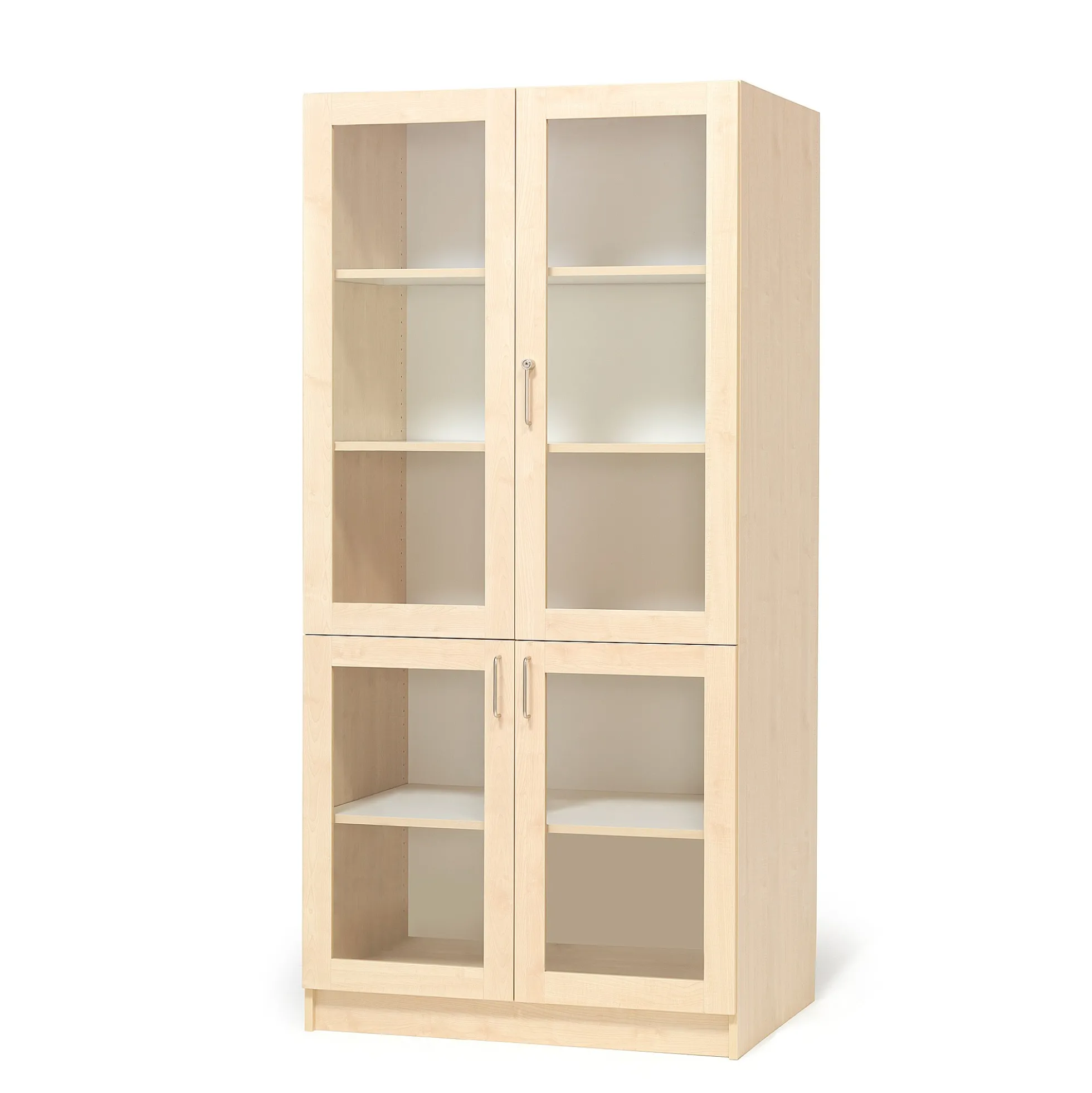 Vitriinikaappi THEO 4 lasiovea, 1000x470x2100 mm, koivu