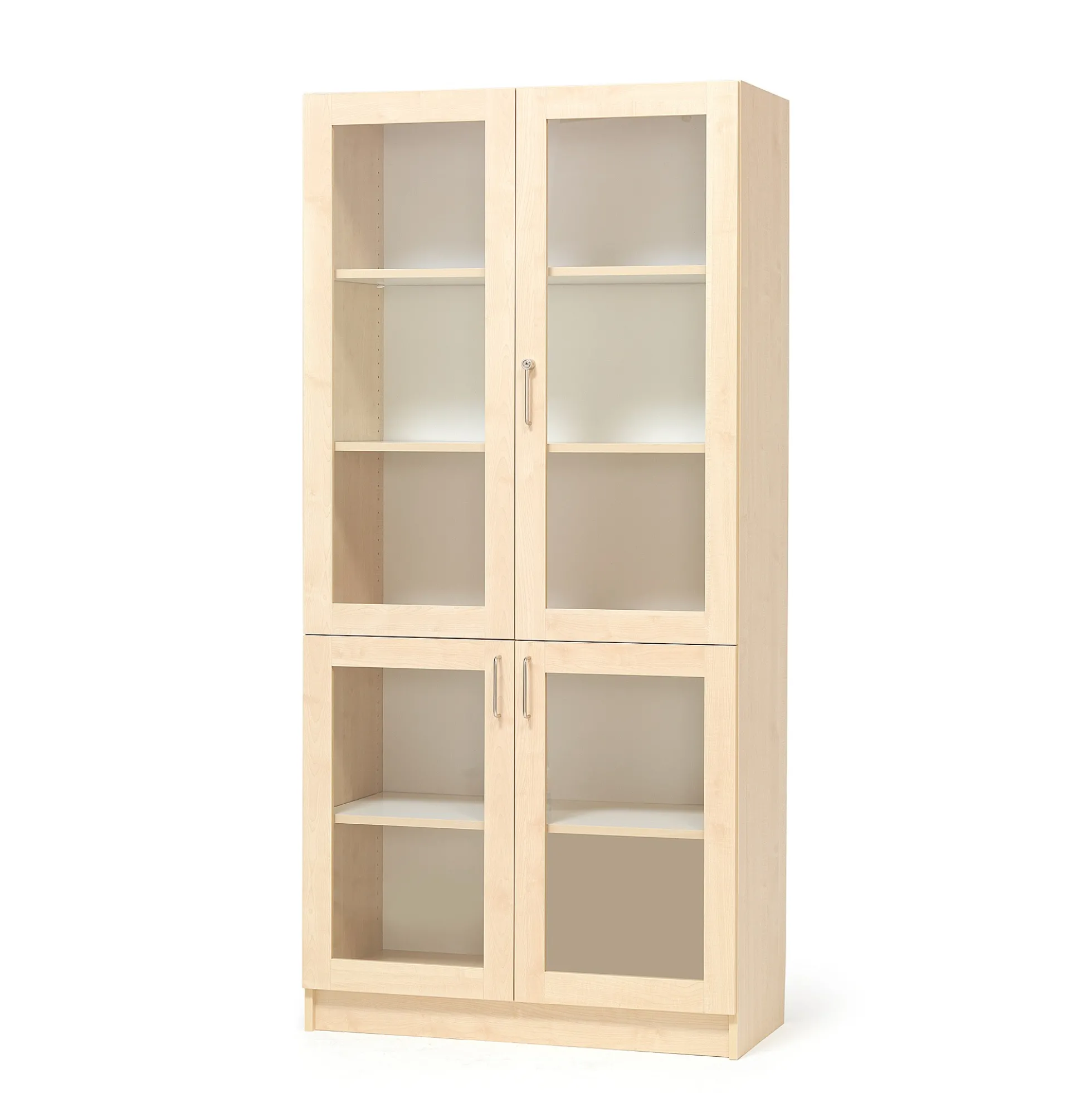 Vitriinikaappi THEO 4 lasiovea, 1000x320x2100 mm, koivu