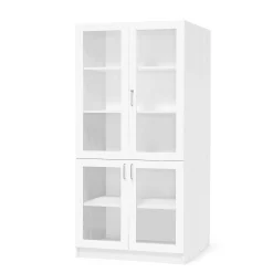 Vitriinikaappi THEO 4 lasiovea, 1000x600x2100 mm, valkoinen