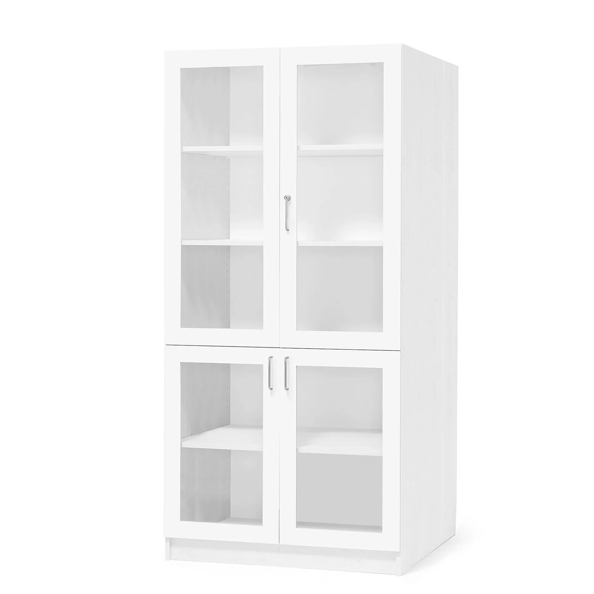Vitriinikaappi THEO 4 lasiovea, 1000x600x2100 mm, valkoinen